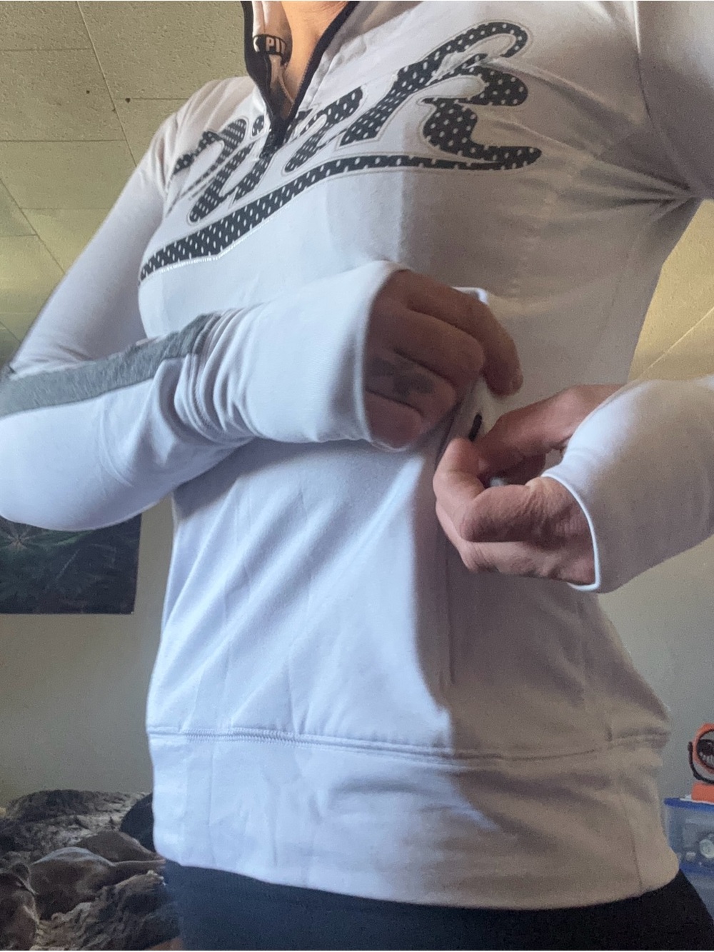 aerie White Crewneck Pullover Sweater with Logo Detail